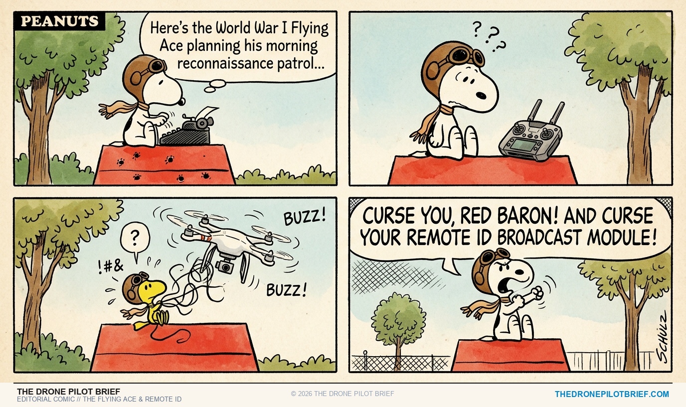 Snoopy and Woodstock Part 107 recurrent review Sunday comic strip in authentic Charles Schulz Peanuts style by The Drone Pilot Brief